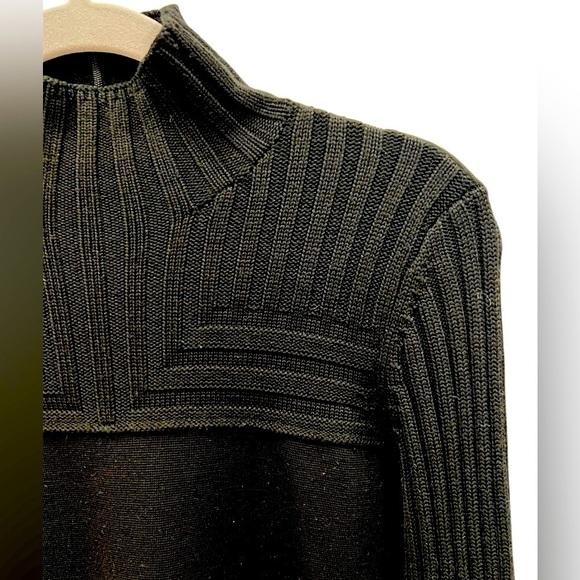 Akris Punto Wool Rib Knit Mock Neck Midi Dress Black Size 8 - Picture 5 of 12